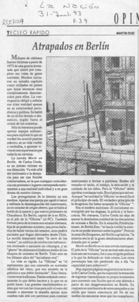 Atrapados en Berlín  [artículo] Martín Ruiz.