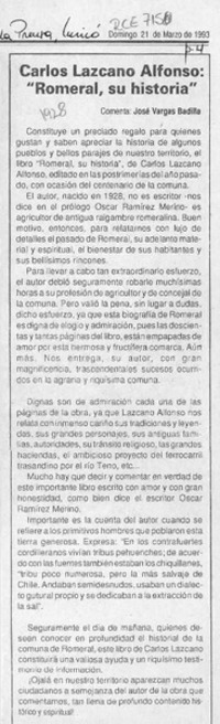 Carlos Lazcano Alfonso, "Romeral, su historia"