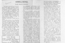 Gabriela Mistral  [artículo] Darío de la Fuente D.