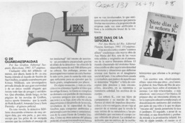 Siete días de la señora K.  [artículo] Rodrigo Pinto.
