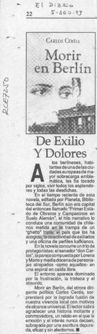 De exilio y dolores  [artículo].