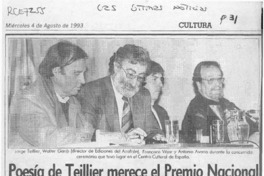 Poesía de Teillier merece el Premio Nacional  [artículo].