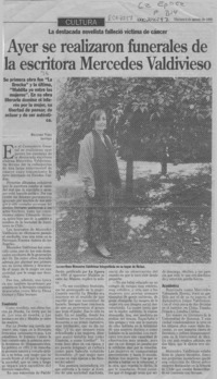 Ayer se realizaron funerales de la escritora Mercedes Valdivieso  [artículo] Richard Vera.