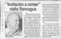 "Invitación a comer" visita Rancagua  [artículo].