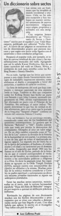Un diccionario sobre sectas  [artículo] Juan Guillermo Prado.