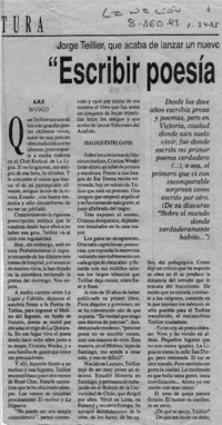 "Escribir poesía es evitar lo que uno ha pensado"  [artículo] A. M. R.