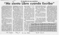 "Me siento libre cuando escribo"  [artículo] Galo Gálvez.