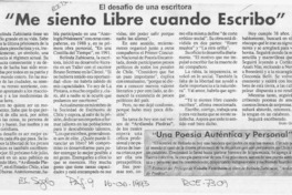 "Me siento libre cuando escribo"  [artículo] Galo Gálvez.