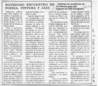 Novedoso encuentro de poesía, pintura y jazz  [artículo].