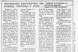 Novedoso encuentro de poesía, pintura y jazz  [artículo].