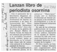 Lanzan libro de periodista osornina  [artículo].