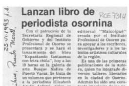 Lanzan libro de periodista osornina  [artículo].