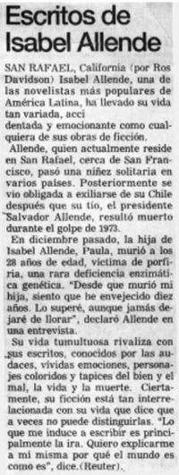 Escritos de Isabel Allende