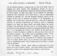 O el asilo contra la opresión  [artículo] Wellington Rojas Valdebenito.