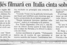 Director inglés filmará en Italia cinta sobre Neruda  [artículo]