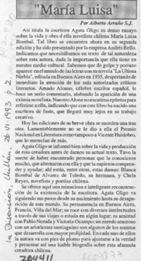 "María Luisa"  [artículo] Alberto Arraño.
