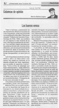 Los buenos versos  [artículo] Marino Muñoz Lagos.
