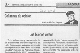 Los buenos versos  [artículo] Marino Muñoz Lagos.