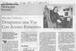 Desaparece una voz con acento femenino  [artículo] Pedro Guerrero Sanhueza.
