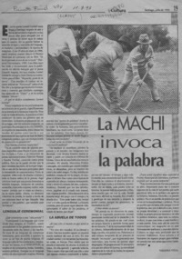 La machi invoca la palabra  [artículo] Virginia Vidal.