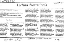 Lectura dramatizada  [artículo] Hans Ehrmann.