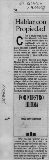 Hablar con propiedad  [artículo].