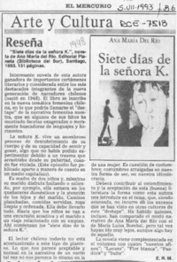 Siete días de la señora K  [artículo] E. R. M.