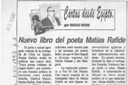 Nuevo libro del poeta Matías Rafide  [artículo].