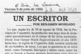Un escritor  [artículo] Benjamín Morgado.