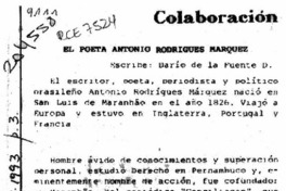 El poeta Antonio Rodrigues Márquez  [artículo] Darío de la Fuente D.