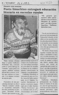 Poeta limachino entregará educación literaria en escuelas rurales