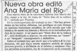 Nueva obra editó Ana María del Río  [artículo].