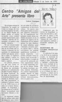 Centro "Amigos del Arte" presenta libro  [artículo] Gabriel Rodríguez.