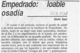 Empedrado, loable osadía  [artículo] Gloria Sazo.