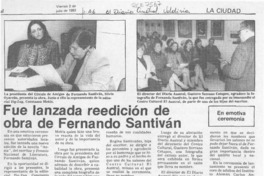 Fue lanzada reedición de obra de Fernando Santiván  [artículo].