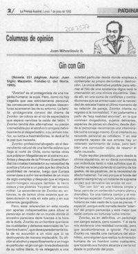 Gin con gin  [artículo] Juan Mihovilovic H.