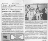 Prof. de UCV descubre novela precursora de "Don Quijote"