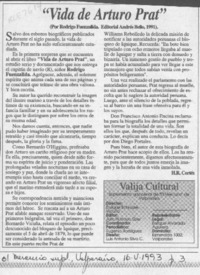 "Vida de Arturo Prat"  [artículo] H. R. Cortés.