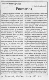 Poemarios  [artículo] Carlos René Ibacache.