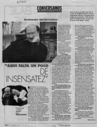 "Aquí falta un poco de insensatez"  [artículo] Mónica Rojas.