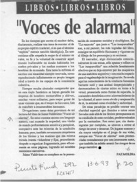 "Voces de alarma"  [artículo] Paz Molina.