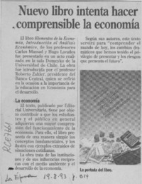 Nuevo libro intenta hacer comprensible la economía  [artículo].