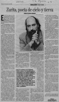 Zurita, poeta del cielo y tierra  [artículo] Pedro Celedón Bañados.