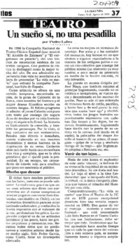 Un sueño sí, no una pesadilla  [artículo] Pedro Labra.