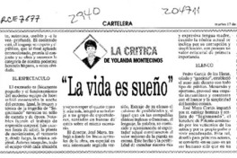 "La vida es sueño"  [artículo] Yolanda Montecinos.