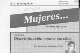 Discriminación contra sureñas  [artículo] Antonieta Rodríguez París.
