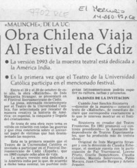 Obra chilena viaja al Festival de Cádiz  [artículo].