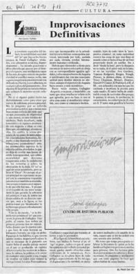 Improvisaciones definitivas  [artículo] Carlos Iturra.