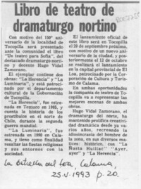 Libro de teatro de dramaturgo nortino  [artículo].
