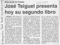 José Teiguel presenta hoy su segundo libro  [artículo].